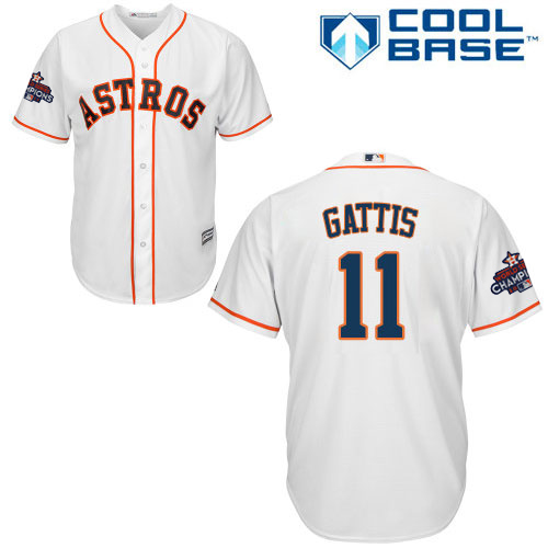 Astros #11 Evan Gattis White Cool Base World Series Champions Stitched Youth MLB Jersey